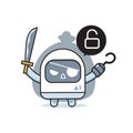 AI robot act as a pirate. Isolated Vector Illustration Royalty Free Stock Photo