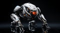AI Robot Against Dark Backdrop, Sleek Futuristic Design