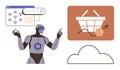 AI Robot Analyzing Data and E-commerce Trends Through Cloud-Based Technology Royalty Free Stock Photo