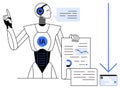 AI Robot Analyzing Data and Presenting Reports with Interactive Charts and Documents Royalty Free Stock Photo