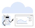 AI Robot Analyzing Data on a Screen with Cloud Computing Background Royalty Free Stock Photo