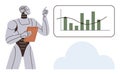AI Robot Analyzing Data Trends on a Graph Display in Cloud Environment Royalty Free Stock Photo