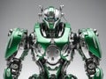 AI robot android. Technological green robot. Futuristic droid. AI generated