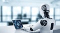 AI robot with artificial intelligence using modish computer software Royalty Free Stock Photo