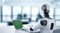 AI robot with artificial intelligence using modish computer software Royalty Free Stock Photo
