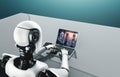 AI robot with artificial intelligence using modish computer software Royalty Free Stock Photo