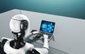 AI robot with artificial intelligence using modish computer software Royalty Free Stock Photo
