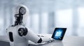 AI robot with artificial intelligence using modish computer software Royalty Free Stock Photo