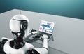 AI robot with artificial intelligence using modish computer software Royalty Free Stock Photo