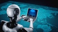 AI robot with artificial intelligence using modish computer software Royalty Free Stock Photo