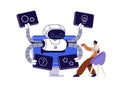 AI robot assistant supporting online. Chatterbot and customer communication, chatbot help. Artificial intelligence Royalty Free Stock Photo