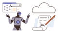 AI Robot Assisting with Cloud-Based Digital Document Signature and Data Analysis Royalty Free Stock Photo