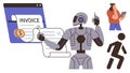 AI Robot Automating Invoice Processing While Human Reviews Data Royalty Free Stock Photo