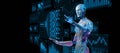 AI Robot with Big Data Analytics Dashboard for Business and Technology Concept. 3d render Royalty Free Stock Photo
