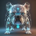 AI robot bulldog futuristic design with transparent skin visible inner electric circuit components - generated by ai