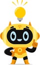 AI Robot Chat Bot Cartoon Character Having A Bright Idea With A Light Bulb Royalty Free Stock Photo