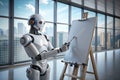 AI Robot Drawing on Canvas: 3D Rendering
