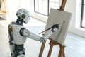 AI Robot Drawing on Canvas: 3D Rendering