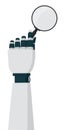 AI robot holding a magnifier