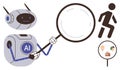 AI Robot Analyzing Human Behavior with Magnifying Glass and Data Insights Royalty Free Stock Photo
