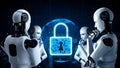AI robot huminoid uses cloud computing technology to store data on online server Royalty Free Stock Photo