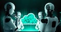 AI robot huminoid uses cloud computing technology to store data on online server Royalty Free Stock Photo