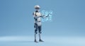 AI Robot Interacting with Hologram Royalty Free Stock Photo