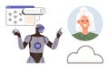 AI Robot Interacting with Human Profile and Digital Interface for Technology and Cloud Usage Royalty Free Stock Photo