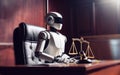 AI robot judge decides cases modern judicial system Judge with automation from Android