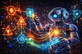 Artificial Intelligence Robot Managing Digital Workflow and Decision Making System Royalty Free Stock Photo