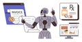AI Robot Managing Finances, Analyzing Data, and Assisting in Healthcare Documentation Royalty Free Stock Photo