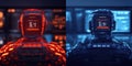 AI Robot Monitoring Network Data Futuristic Tech Cybersecurity Digital World