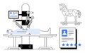 AI Robot Performing Surgery with Data Security Concepts Including Trojan Horse and User Ratings Royalty Free Stock Photo