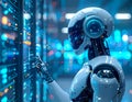 AI Robot Operating Server in Data Center with Artificial Intelligence Technology Royalty Free Stock Photo