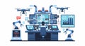 AI Robot Operating Smart Factory Control Center Royalty Free Stock Photo