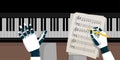AI robot playing the piano and composing music