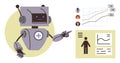 AI Robot Presenting Health Data and Analytics with Graphs and User Profiles Royalty Free Stock Photo