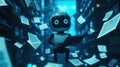 AI Robot Processing Data Files. AI Generated
