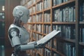 AI, robot read book. Royalty Free Stock Photo