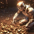ai robot taking all the coins generative AI Royalty Free Stock Photo