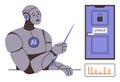 AI Robot Teaching Key Concepts of Cybersecurity, Highlighting Unlocking Digital Access and Data Analysis Royalty Free Stock Photo