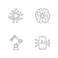 Ai, robotics, artificial intelligence icon set. Editable Stroke