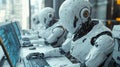 AI Robots in a High-Tech Office Setting Generative AI Royalty Free Stock Photo