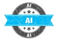 ai round stamp with ribbon. label sign Royalty Free Stock Photo