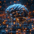 AI\'s neural binary, digital brain pattern. Royalty Free Stock Photo