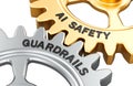 AI SAFETY and GUARDRAILS, interlocking gears, 3D rendering Royalty Free Stock Photo