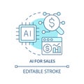 AI for sales turquoise concept icon