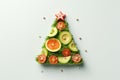 Sandwich - toast in the shape of a Christmas tree made of avocado slices, Royalty Free Stock Photo