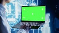 AI script coding on chroma key laptop Royalty Free Stock Photo