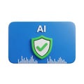 AI Security Shield with Checkmark and Sound Wave Data Visualization artificial intelligence Royalty Free Stock Photo